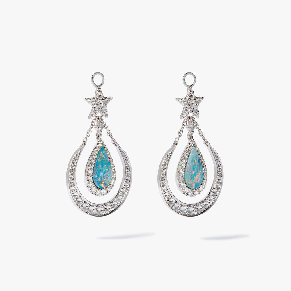 Unique 18ct White Gold Opal Doublet Earring Drops | Annoushka jewelley
